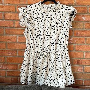 SHEIN Curve Ruffle-Sleeve Dropped-waist Flounce blouse